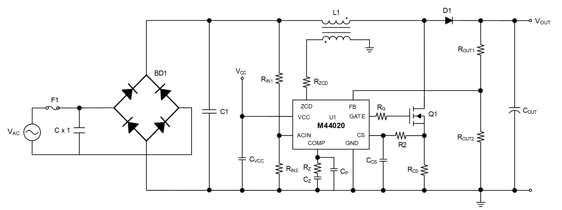 Figure 5: PFC Boost Converter Using the MP44020